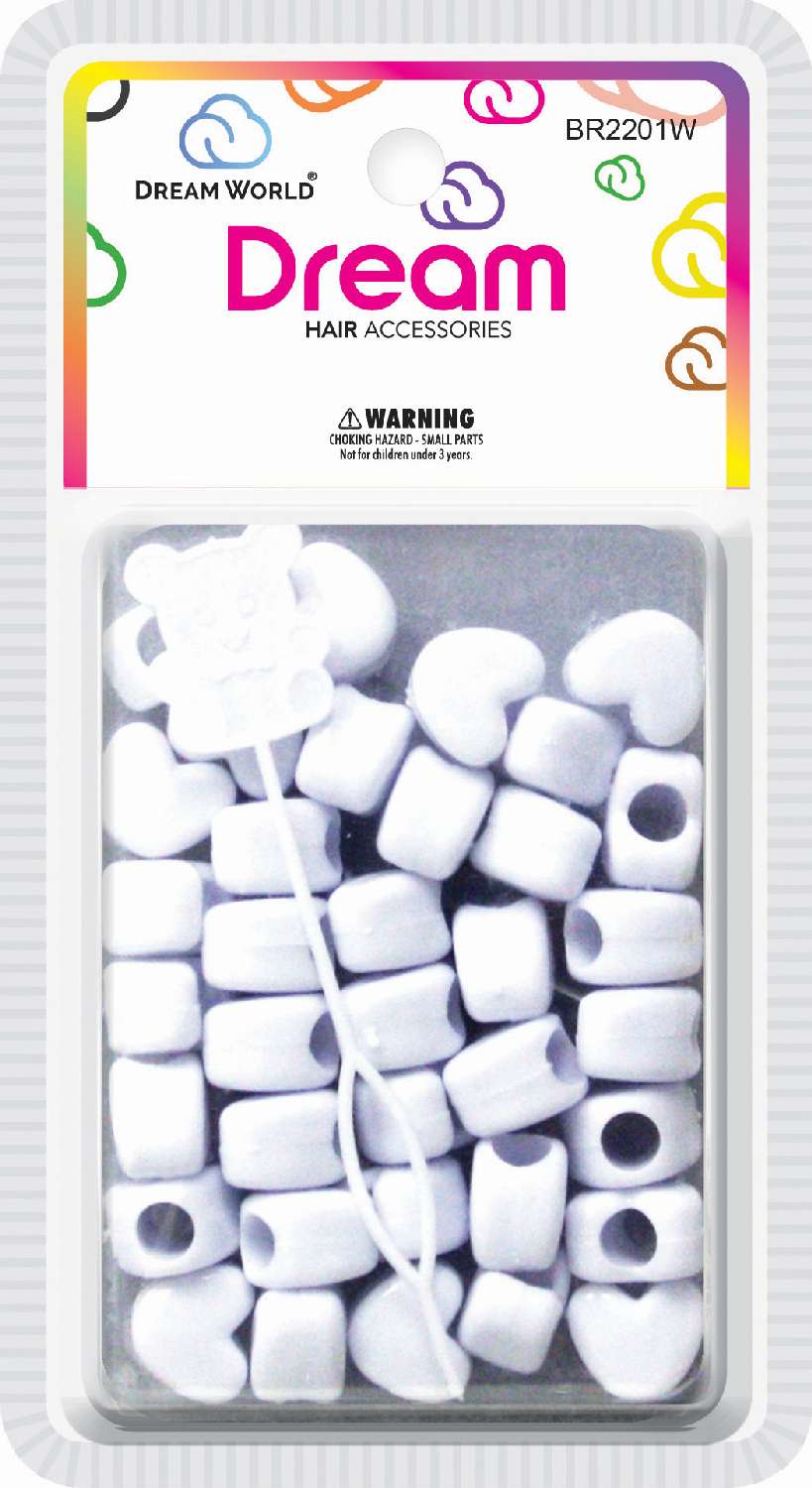 DREAM BEAD HEART BIG 35PC WHITE