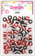 DREAM BEAD 16MM STRIPE 70PC BK/RD/CLR