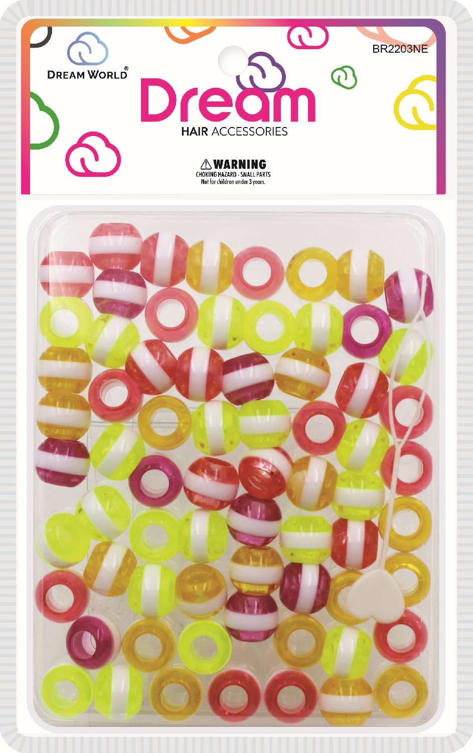 DREAM BEAD 16MM STRIPE 70PC NEON 1