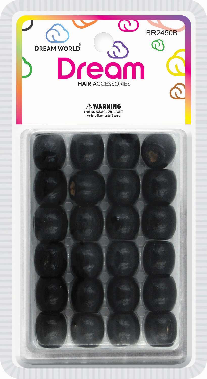 DREAM BEAD 18MM WOOD 24PC BLACK