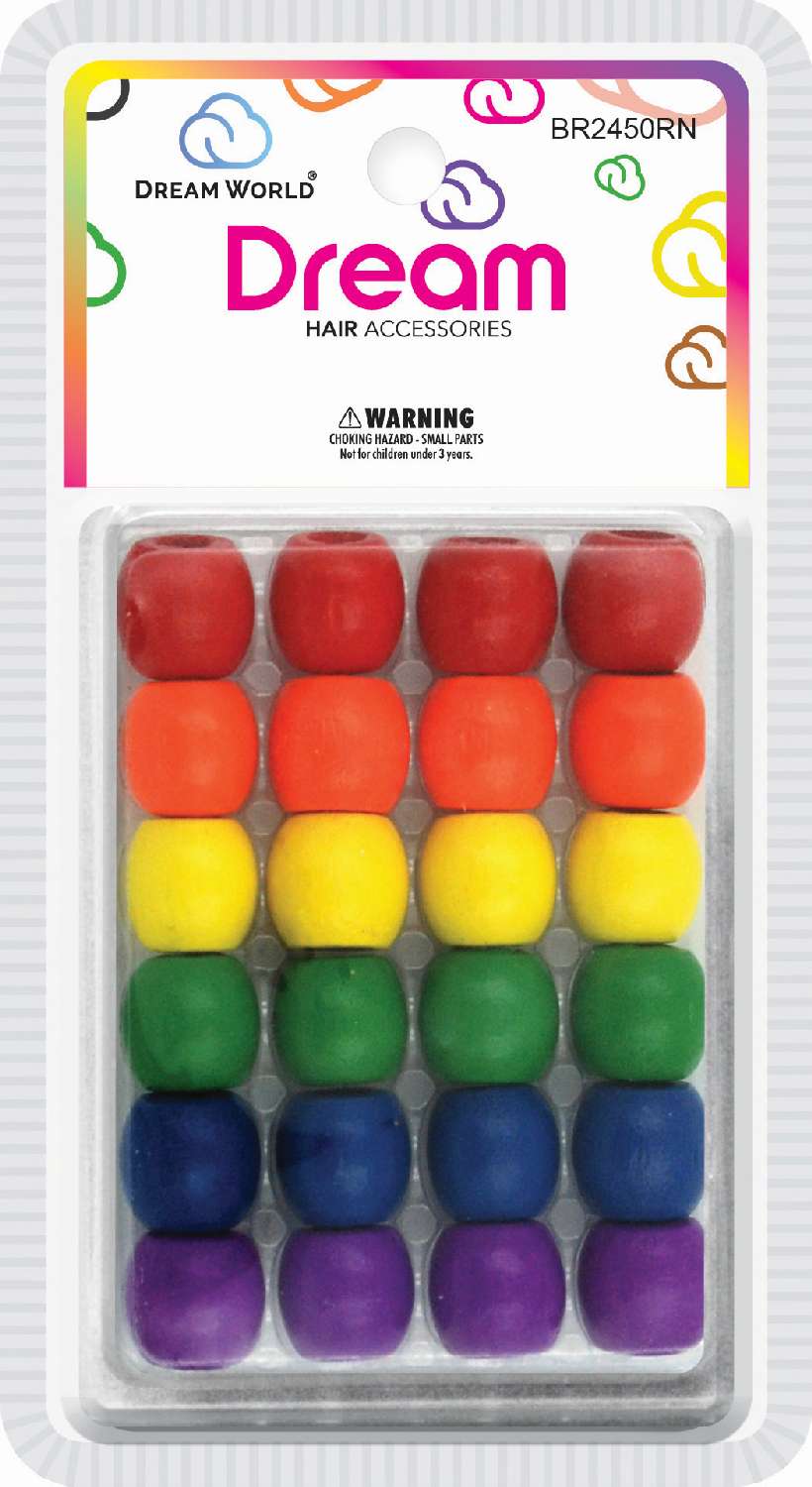 DREAM BEAD 18MM WOOD 24PC RAINBOW