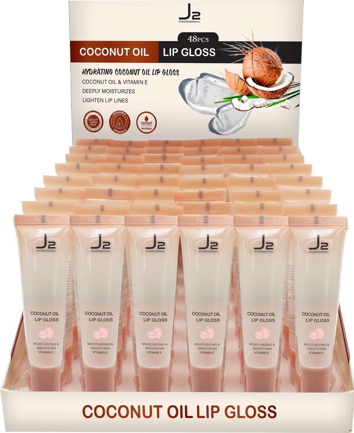 J2 C/LIP GLOSS COCONUT OIL 48PS/DP