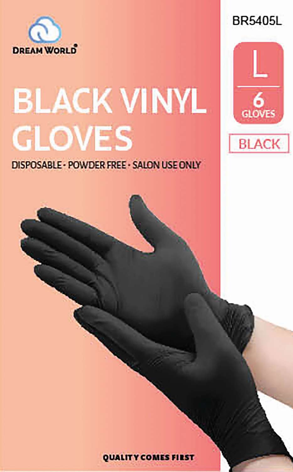 DREAM GLOVES VINYL 6PC/PK BLACK LARGE