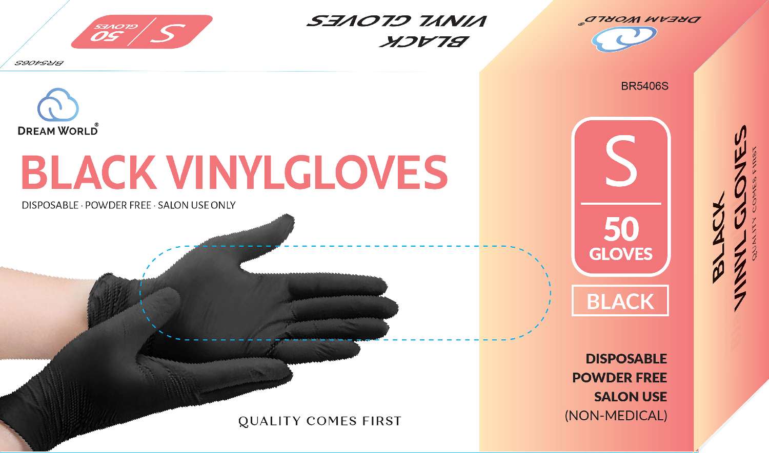 DREAM GLOVES VINYL 50PC/BX BLACK SMALL