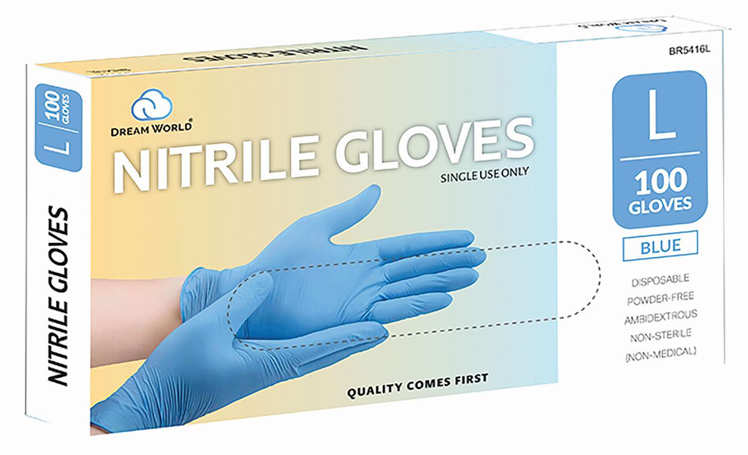 DREAM GLOVES NITRILE 100PC/BX BLUE LARGE