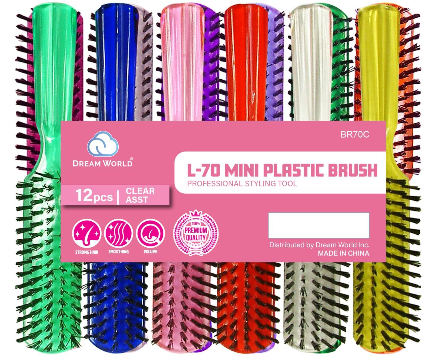 DREAM BRUSH PLASTIC L-70 MINI CLR ASST