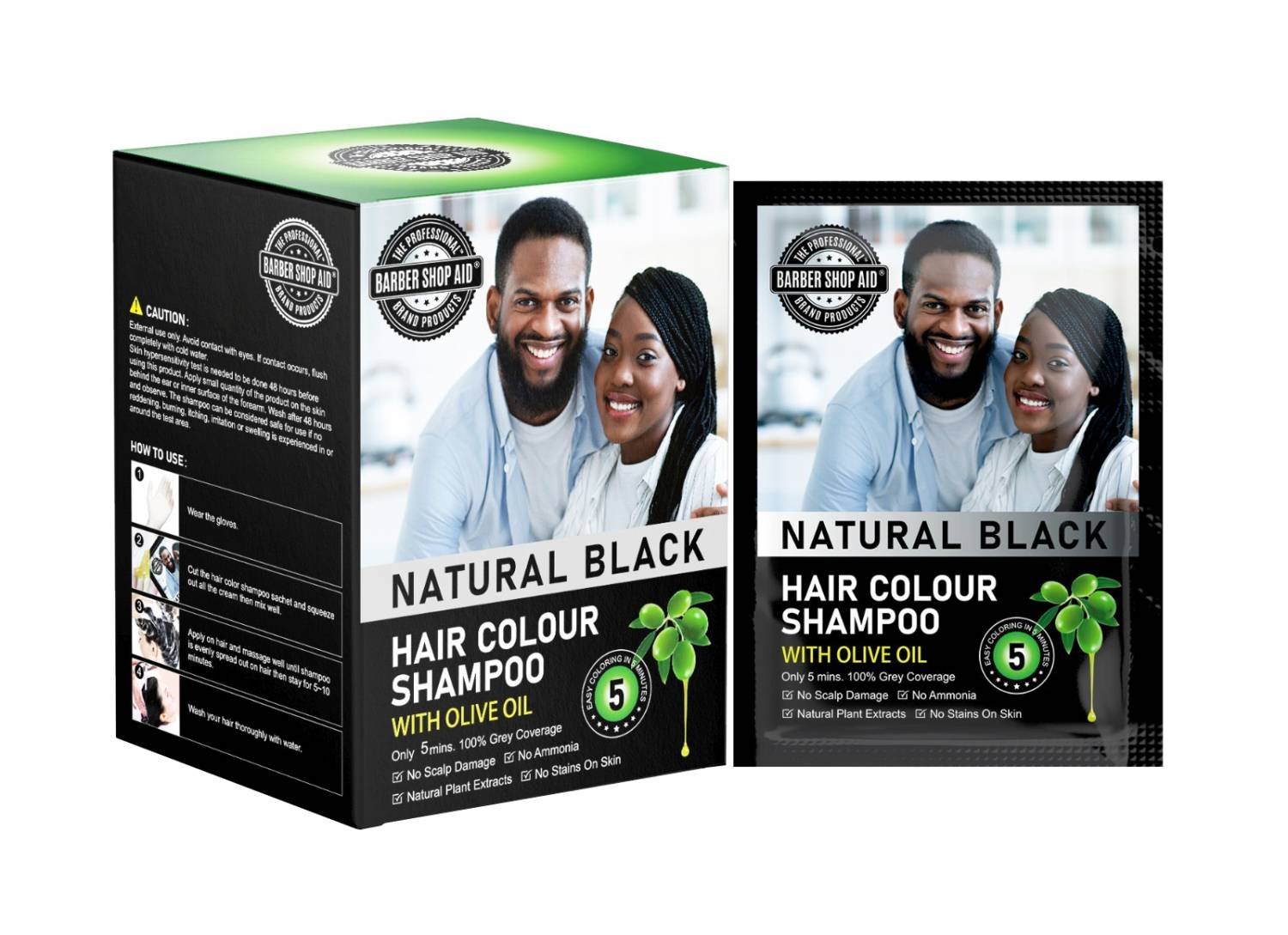 BARBER SHOP AID COLOR SHAMPOO [BLK] 10PK 0.84 OZ
