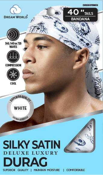 DREAM M-DURAG SMOOTH AND THICK BANDANA WHITE