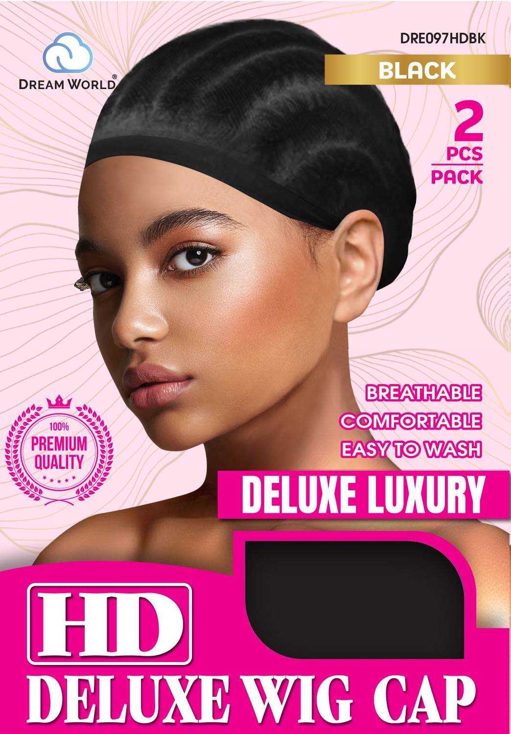 DREAM W-WIG CAP HD 2PCS BLACK