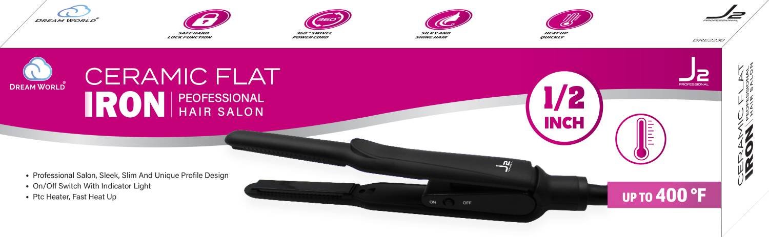 J2 H/T FLAT IRON CERAMIC 1/2 INCH