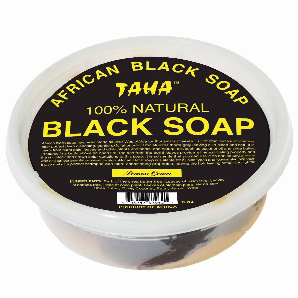 TAHA BLACK SOAP [LEMON GRASS] TUB 8 OZ