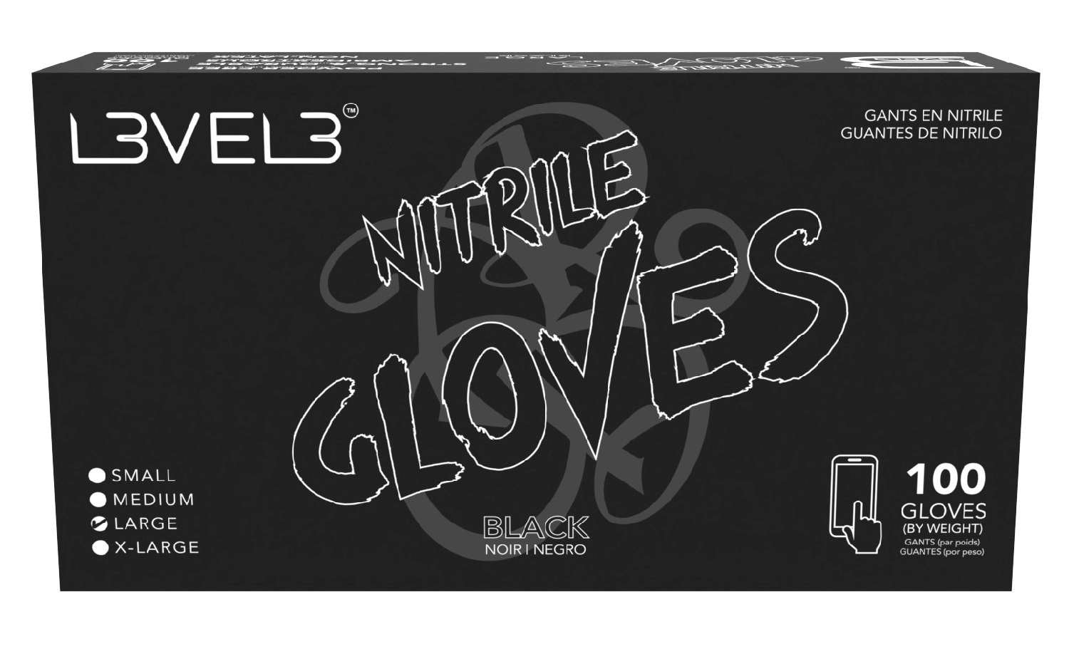 LEVEL3 NITRILE GLOVES BLACK [LARGE]