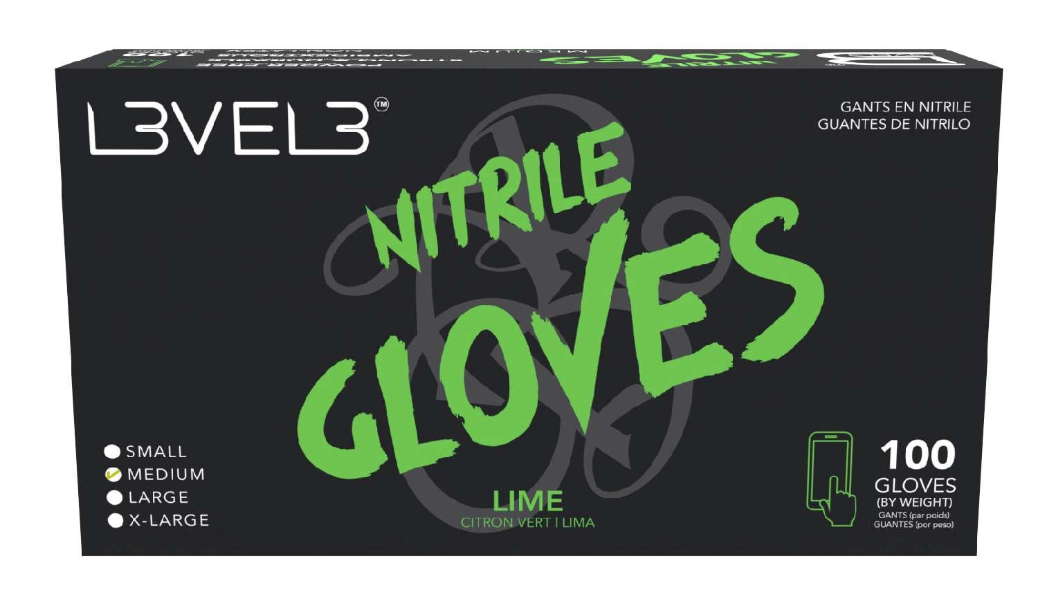 LEVEL3 NITRILE GLOVES LIME [MEDIUM]